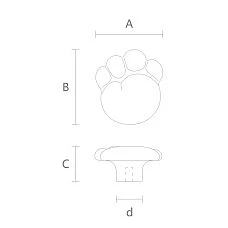 Handle for a cabinet, chest, or bedside table in a child's room in the shape of a paw