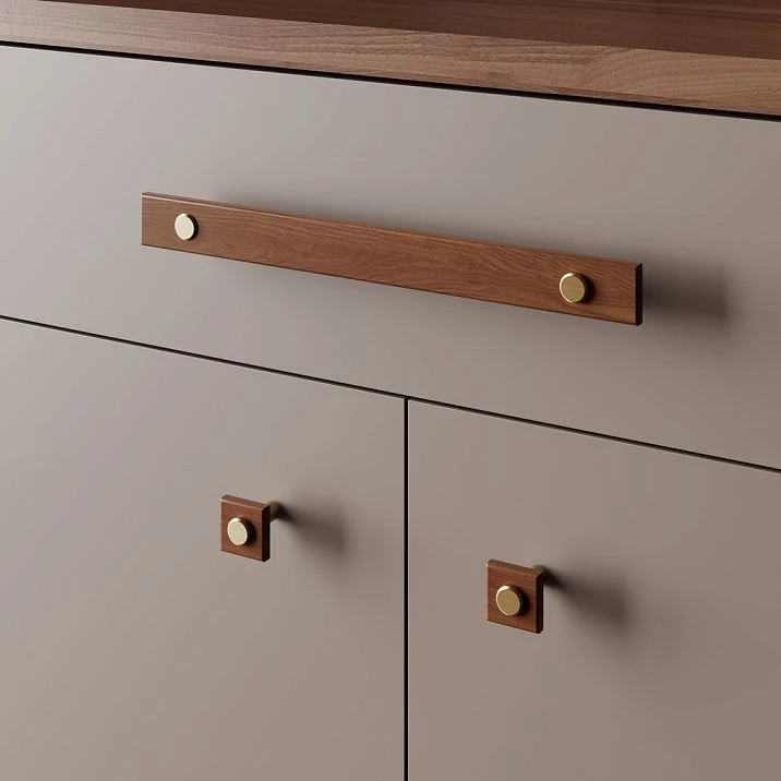 Xylon HL-056-1M furniture handle made of solid wood with Stavros coating. Ergonomic bracket shape for kitchens, cabinets, dressers, natural texture