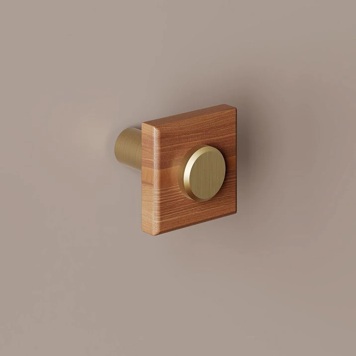 Xylon HL-056-2M furniture handle made of solid wood with Stavros metal base. Ergonomic bracket with coating for kitchens, cabinets, dressers