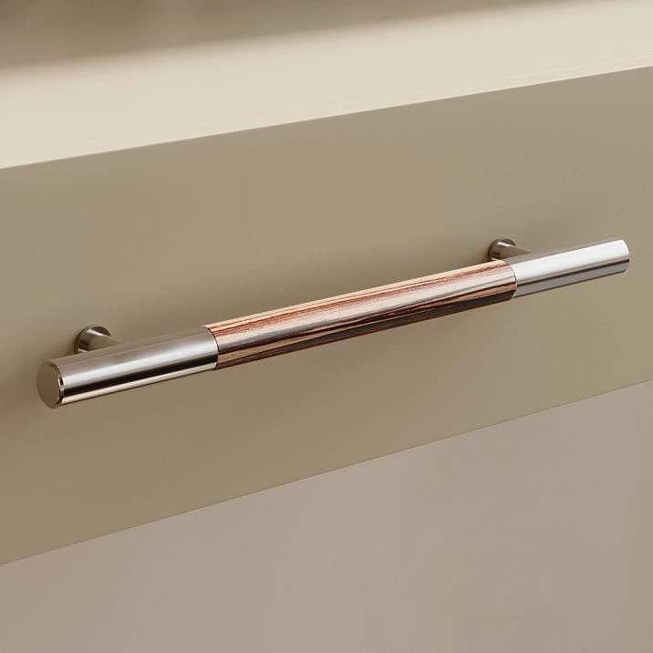Oscar HL-061-1M furniture handle made of solid wood with Stavros stainless steel, elegant design for kitchens, cabinets, dressers, with protective coating
