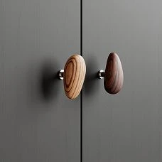 Pebble HL-065-1M furniture handle in walnut with decorative river stone shape coating for kitchen cabinets and dressers