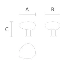Furniture Handle Pebble HL-065-2M - wood and metal combination drawing