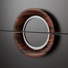 Orion HL-068M furniture handle made of precious wood with Stavros metal. Double semicircular Art Deco shape for hinged fronts, ergonomic