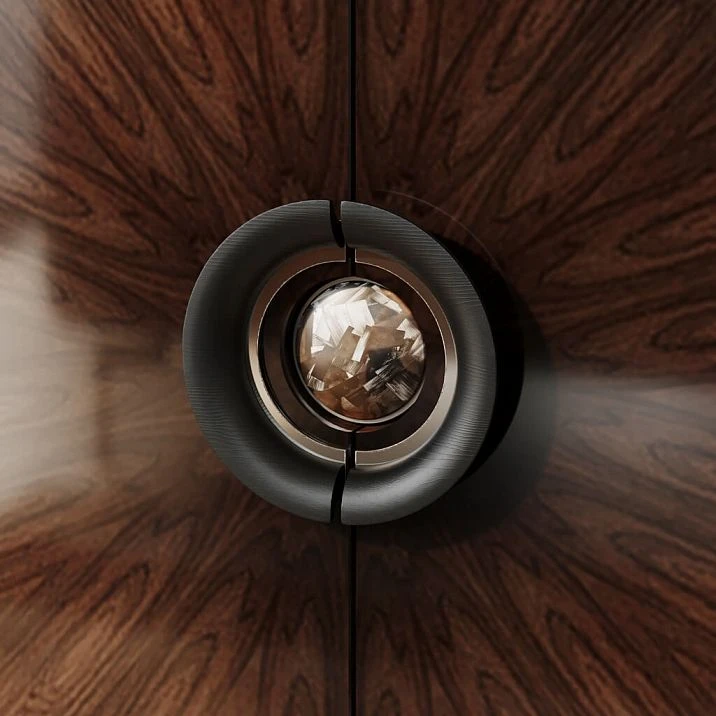 Wooden decorative insert HL‑070‑1M zebrano with metal edging as an accent on dressers, cabinets, and wardrobe doors