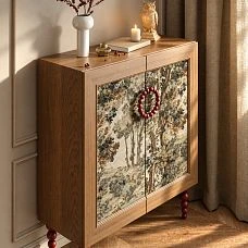 Eclipse HL-072 furniture handles on a dresser, top-down angled view: semicircles of dark spheres and protruding mounts.