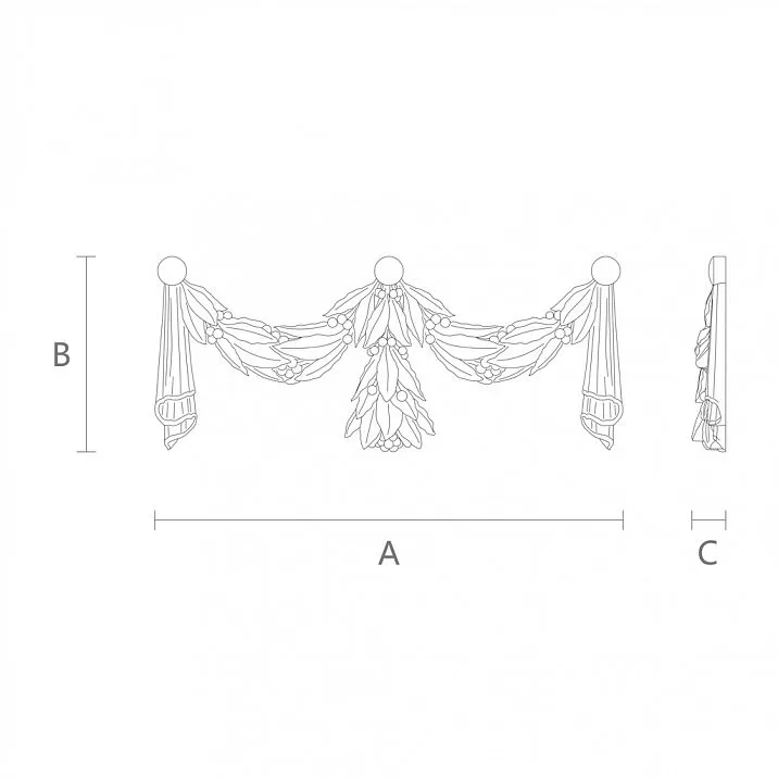Ceiling decor N-172 with carved floral motif drawing