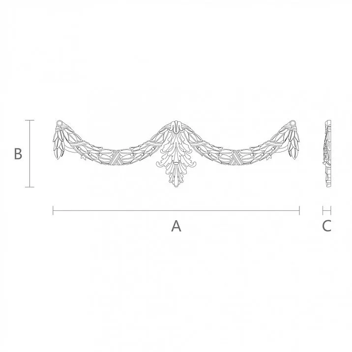 Exquisite wooden decor - carved overlay N-031 with wood carving design