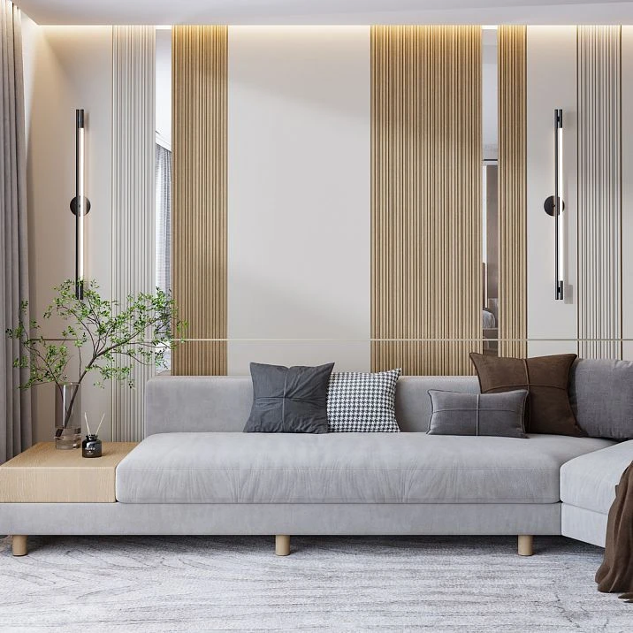 MLD-034 molding from beech and oak, interior photo with application.