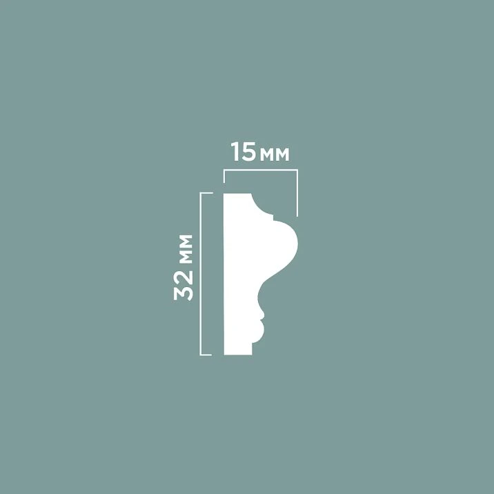 Molding LD32 POLYSTYRENE HI WOOD 32mm x 15mm x 2.0m drawing-scheme