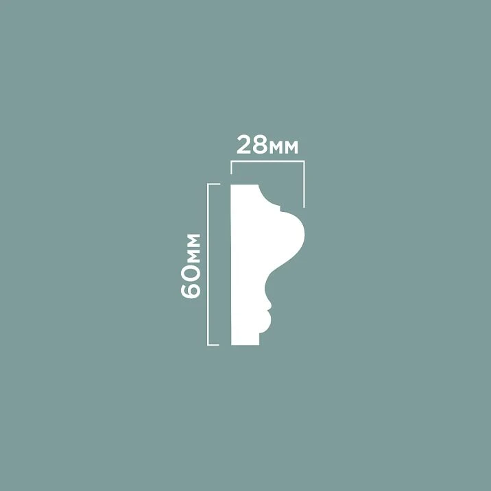 Molding LD60 POLYSTYRENE HI WOOD 60mm x 28mm x 2.0m drawing