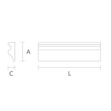 Drawing of MLD-017 molding made of solid oak or beech with carved ornament.