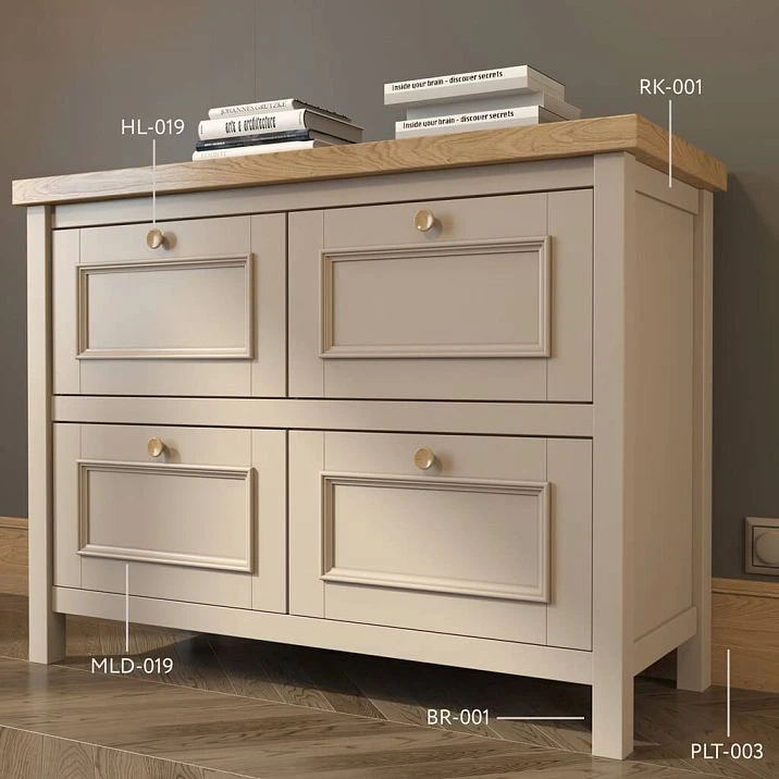 MLD-019.1 moulding on chest of drawers furniture facades as decorative frames
