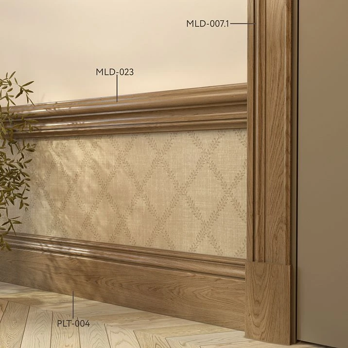 Oak and beech wood molding MLD-023, interior with wooden molding