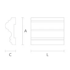 Natural wood molding MLD-023. Beech profile MLD-023 for decoration drawing