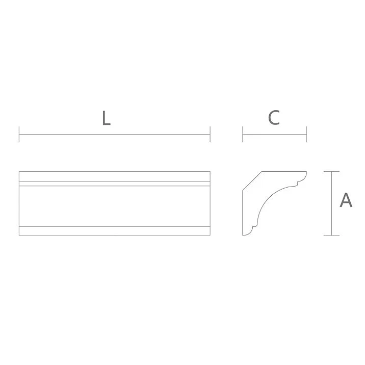 Molding MLD-039 &ndash; dimensions scheme 36&times;36&times;2400 mm