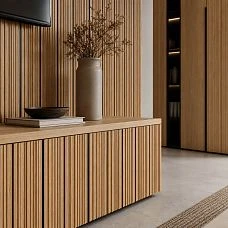 Wooden molding MLD-049 with a fluted profile for modern interior finishing.