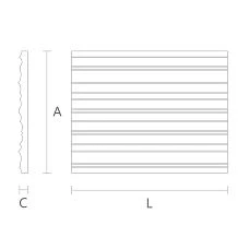 Wooden molding MLD-049 with dimensions A&times;C&times;L and relief pattern