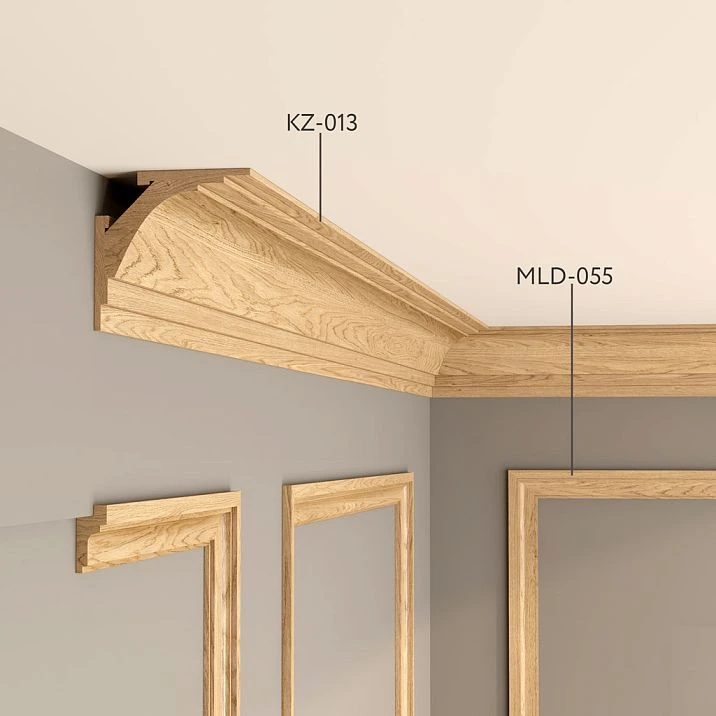 Wooden molding MLD-055 from solid oak or beech, optional finish.