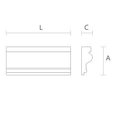 Schematic illustration of dimensions and stepped profile of molding MLD-055