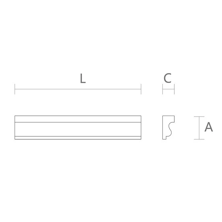 Schematic illustration of dimensions and profile shape of molding MLD-056