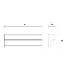 Schematic illustration of dimensions and decorative profile of molding MLD-058