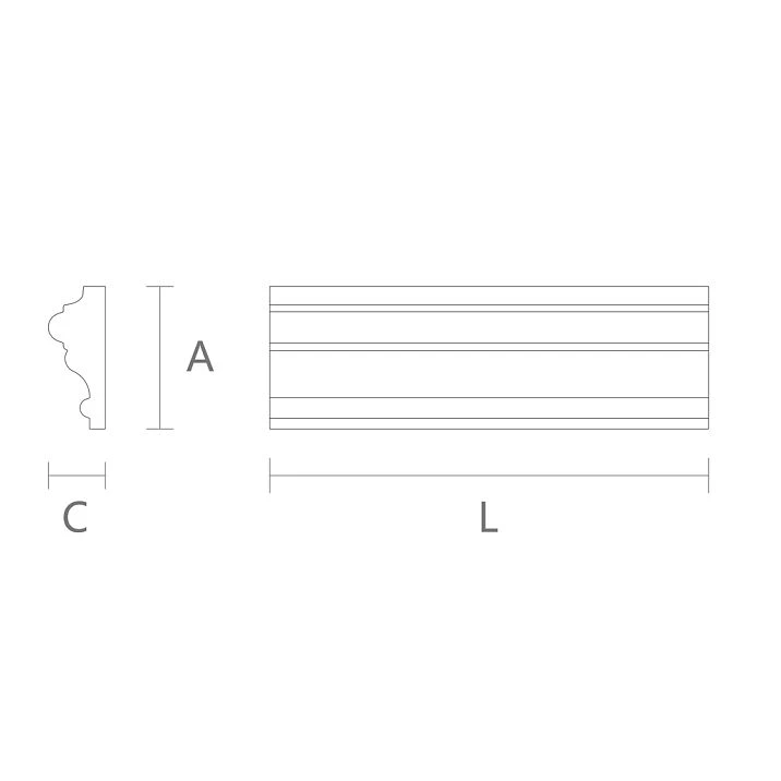 MDF molding for decoration MLD-M-008, drawing for dimensions