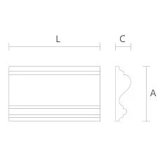 MDF molding MLD-M-050 drawing with dimensions 65&times;18&times;2600 mm &mdash; profile diagram
