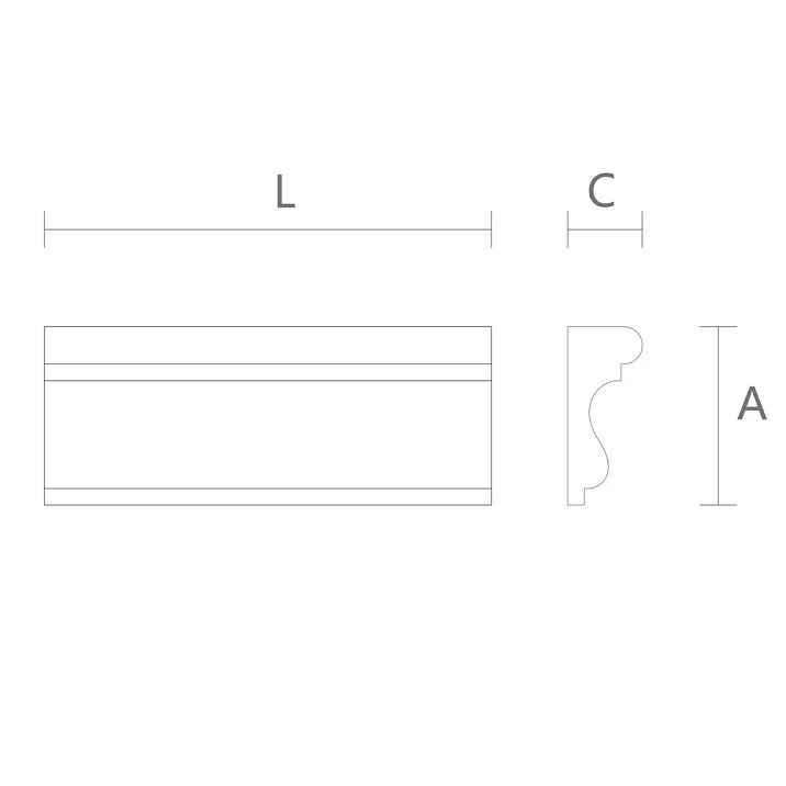 MDF molding MLD-M-053 drawing, dimensions 43&times;18&times;2600 mm