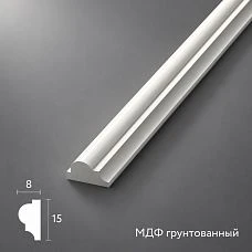 MDFF primed molding MLD-004-MG, 15&times;8 mm, Prestige series, quarter-circular profile, white color