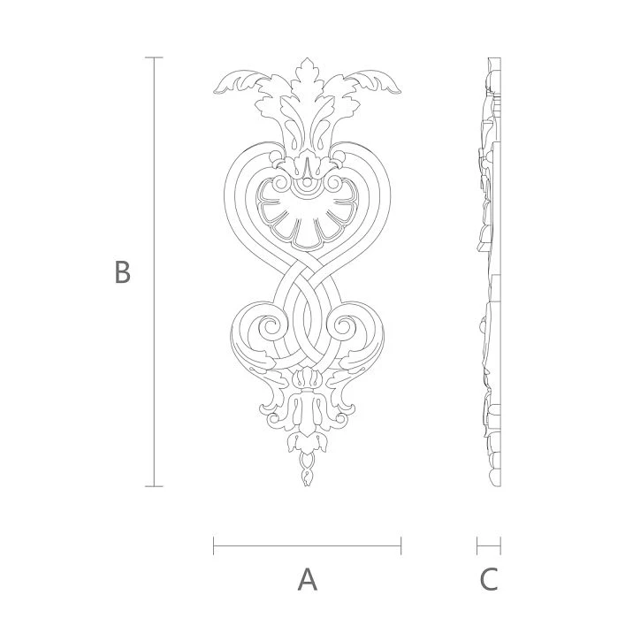 Wall or door overlay with floral decor N-143 drawing
