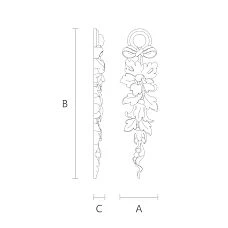 Drawing of NPU-315L relief decoration with height, width, and thickness specifications for various design projects