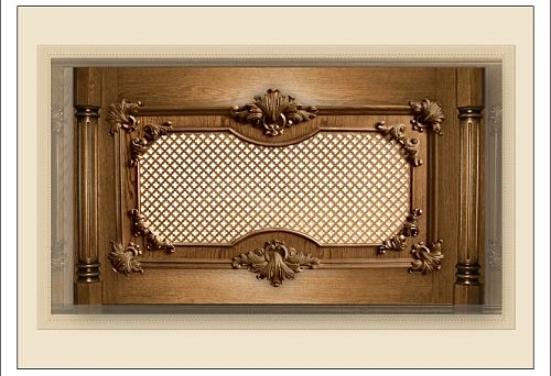 Decorative wooden lattice with carved inserts and classic ornament in frames and columns from STAVROS