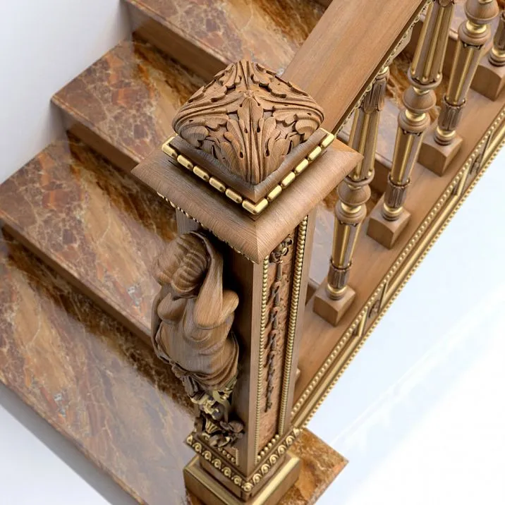L-011 newel cap made of solid wood, large photo of detail