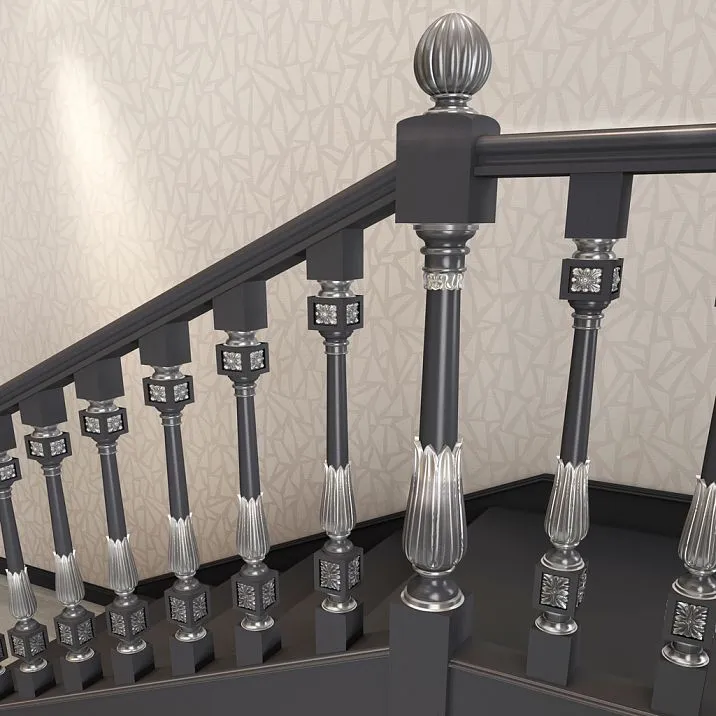 L-023 post finial photo staircase with wooden details