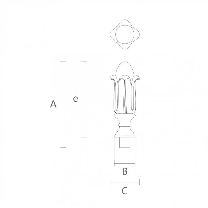 Post cap L-104 &mdash; universal and practical decorative element drawing