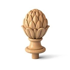 Original L-057 post finial made of wood with an artichoke plant motif