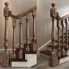 L-057 wooden post finial, staircase photo