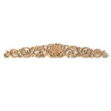 Elegant decorative wooden carved N-359 applique with a symmetrical pattern of leaves and petals
