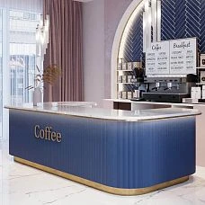 slatted panel pan-001 decorative mdf slats on coffee counter front with stone countertop