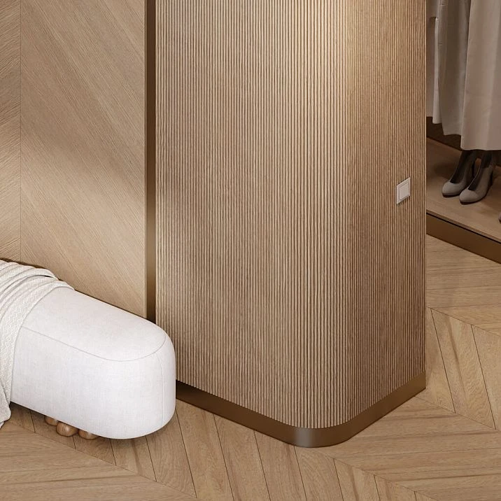 Flexible slatted panel PAN-001 with semicircular slats for room zoning