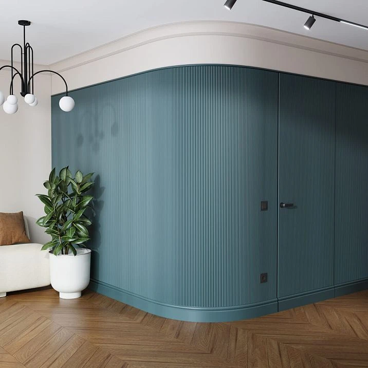 Flexible slatted panel PAN-001 for radius walls and niches in interior, height 2700 mm