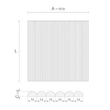 slatted panel pan-001 panel drawing with vertical slats dimensions a c l