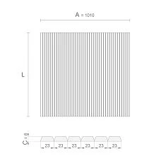 Drawing of slatted panel PAN-007 size 1010 mm with profile 23 &times; 8 mm