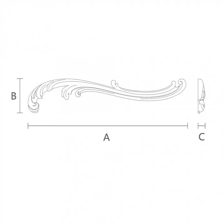 Wooden decorative element, carved, for creating coziness and harmony in the interior - decorative overlay N-427R drawing