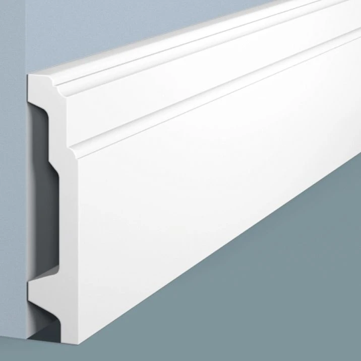 B100V1 polystyrene HI WOOD skirting board, maximum height 103 mm and thickness 22 mm, close-up view