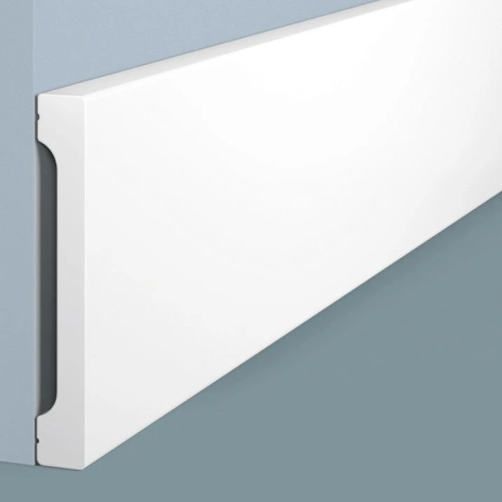 B110V1 skirting board from HI WOOD polystyrene, record height of 110 mm and thickness of 16 mm, close-up