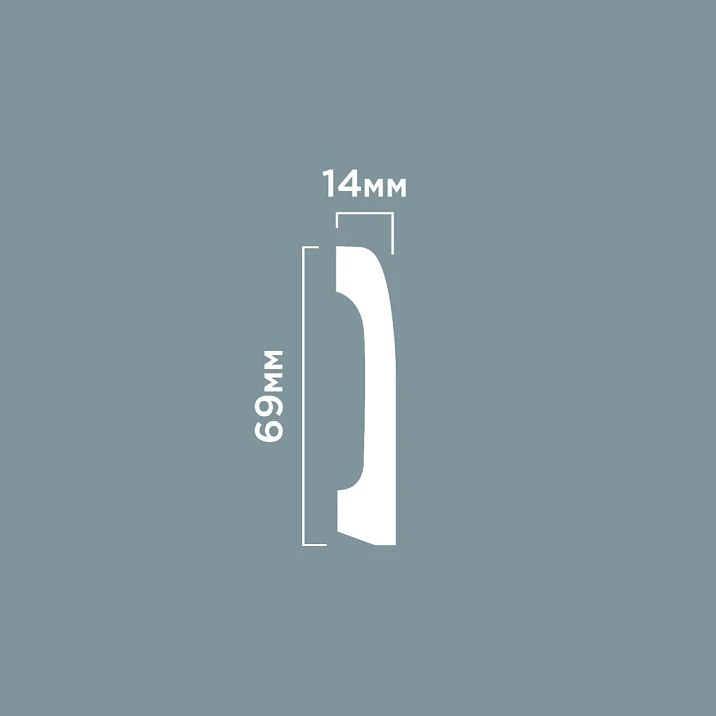 Floor skirting B70V2 from polystyrene HI WOOD, height 69 mm, thickness 14 mm &mdash; diagram