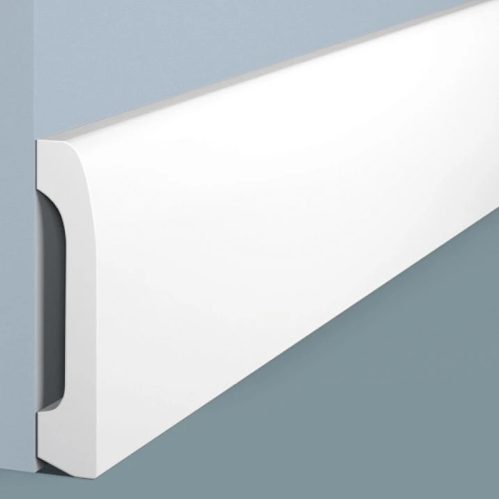 Floor skirting B70V2 from polystyrene HI WOOD, height 69 mm, thickness 14 mm &mdash; close-up