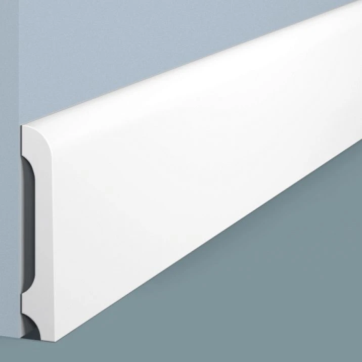 HI WOOD high-density polystyrene floor baseboard B80B, 80&times;14 mm, close-up