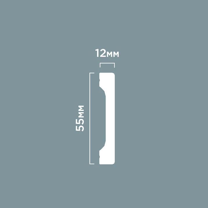 Skirting board B55V1 POLYSTYRENE HI WOOD 55mm x 12mm x 2.0m drawing-scheme